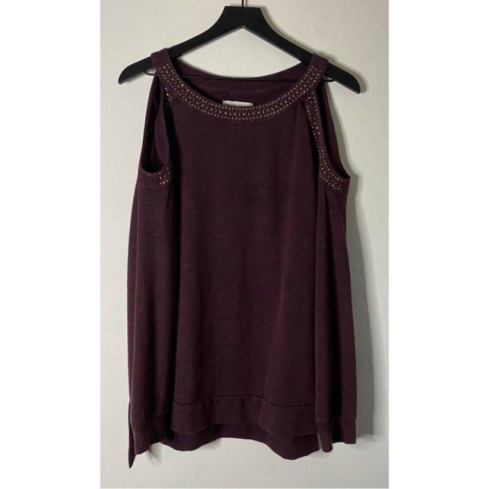 Knox Rose Burgundy Cold Shoulder Top Size L